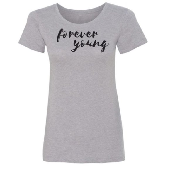 Denim, Boots, and Bling Tops - Forever Young Tee in Gray
